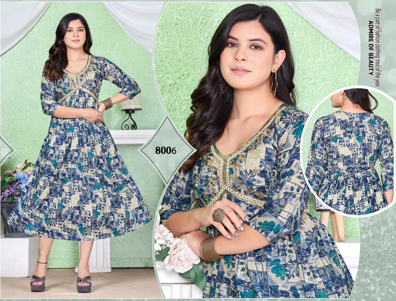 Be You By Golden Rayon Embroidery Alia Cut kurtis Catalog
